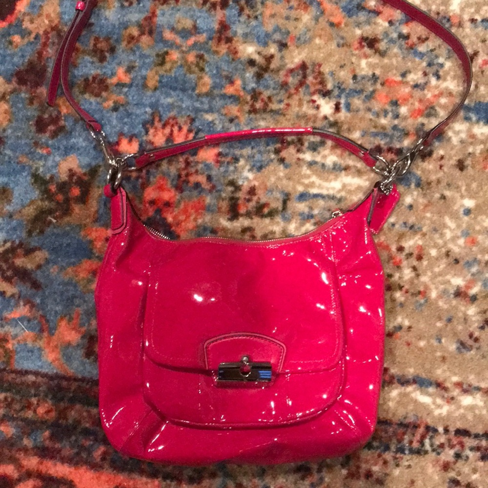 Pink patent leather coach purse